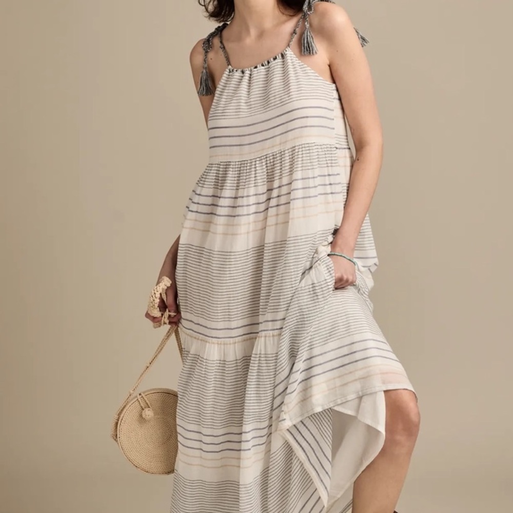 NWT Lucky Brand Striped Novelty Tiered Maxi Dress Sz XL
